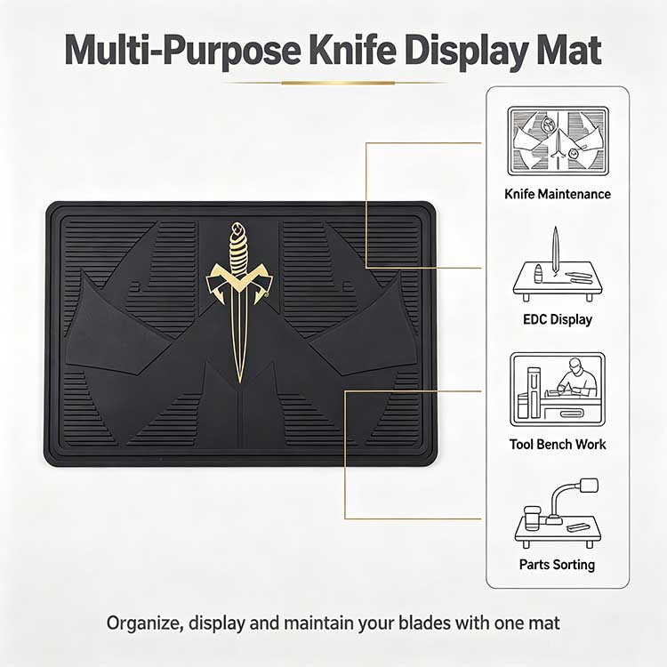 Multi-scenario knife display mat for collectors, EDC users, and hobbyists.