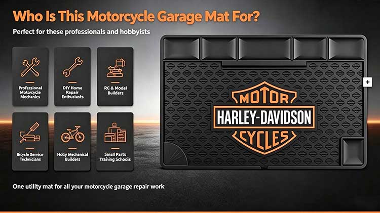 Motorcycle mat designed for mechanics, DIY enthusiasts, and RC builders