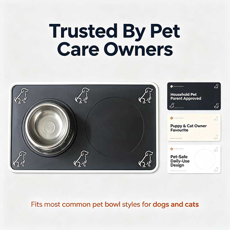 Pet feeding mat trusted by pet care owners, puppies, and cat owners.