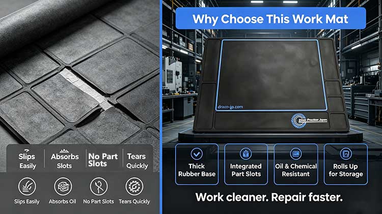 Comparison of thin foam pad versus heavy-duty RC workbench mat.