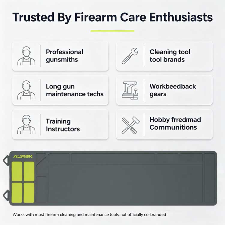 Rifle cleaning mat trusted by professional gunsmiths and firearm enthusiasts.