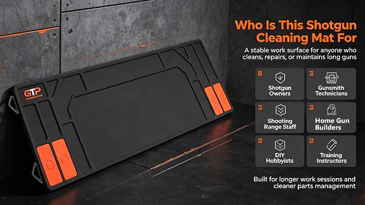 Shotgun cleaning mat for shotgun owners, gunsmiths, and DIY hobbyists