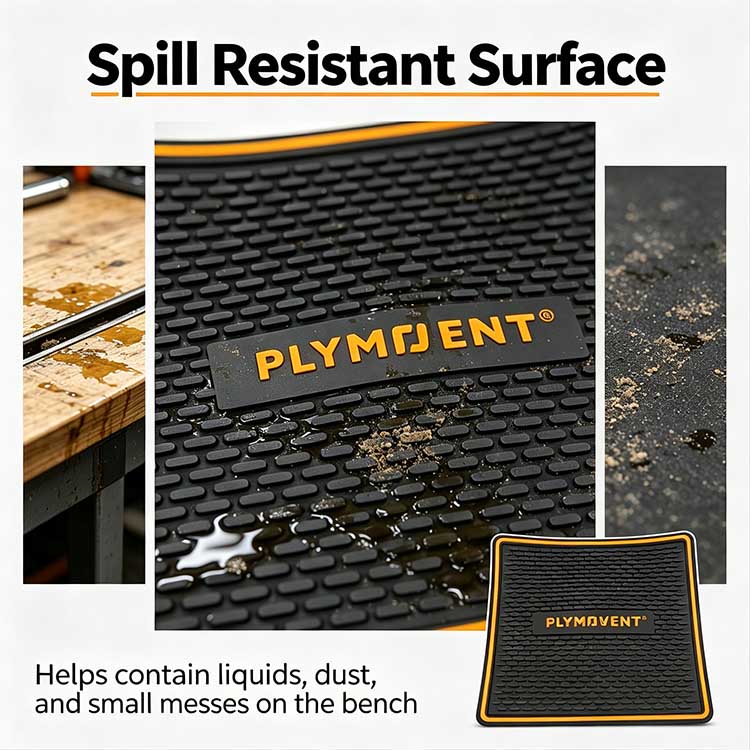 Oil and spill resistant silicone workbench mat for automotive workshop and garage.