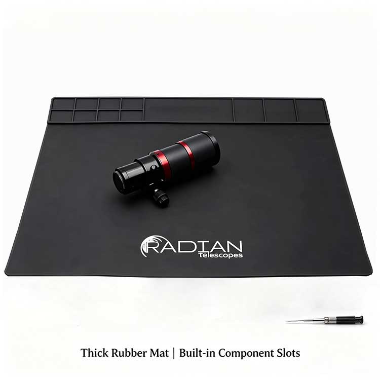 Telescope repair mat with 15 individual sorting compartments for small hardware and screws.