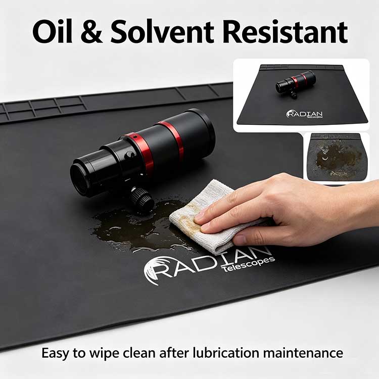 Oil-resistant and solvent-proof rubber repair mat easy to wipe clean after maintenance.