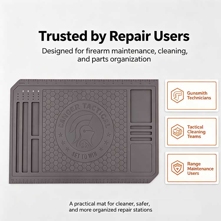Professional armory trusted silicone repair mat for gunsmiths and tactical teams.