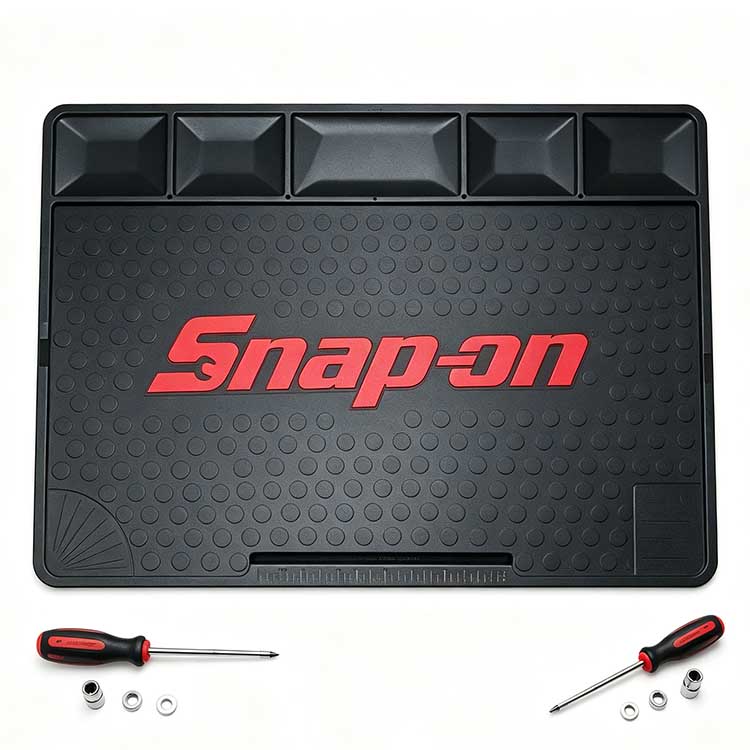 Work mat featuring an integrated angle guide and conversion chart for repairs