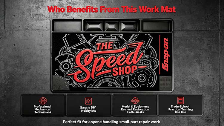 Work mat designed for mechanical technicians and garage DIY hobbyists