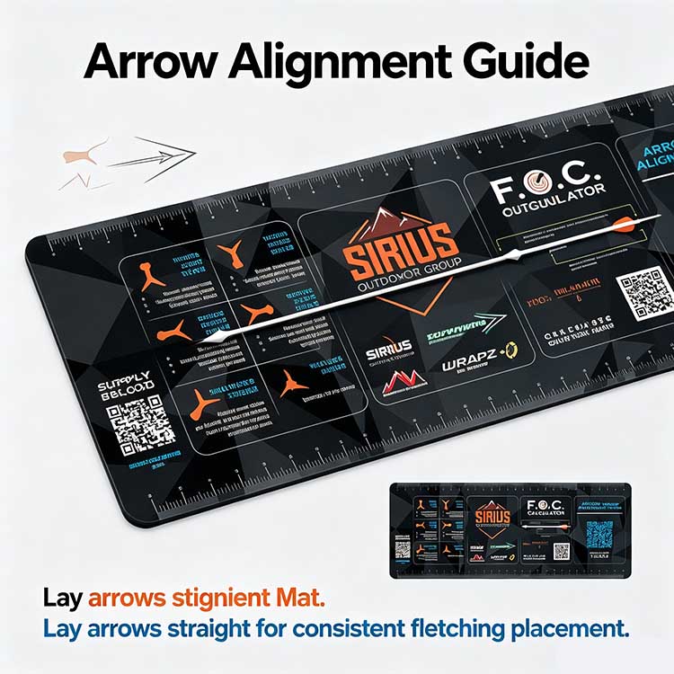 Arrow tuning mat with arrow tear diagnostics for accurate fletching.