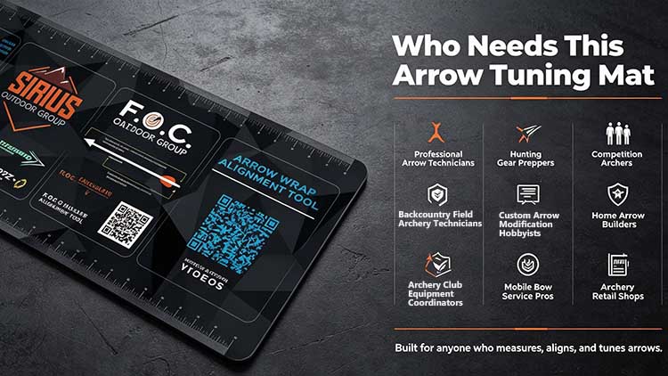 Arrow tuning mat for professional technicians and competition archers.