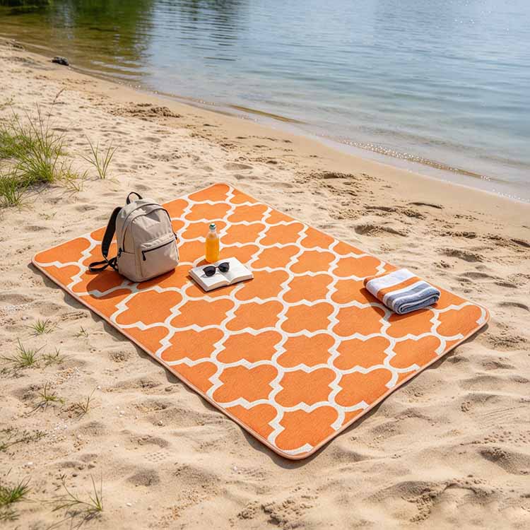 Sand Free Beach Mat - Waterproof outdoor mat for lakeside and beach trips.