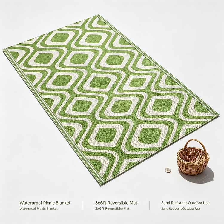 Waterproof Picnic Blanket - 3x6ft Reversible Sand Resistant Outdoor Mat.