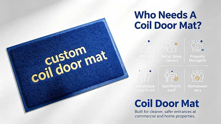 Coil door mat suitable for office retail property warehouse and home entrances