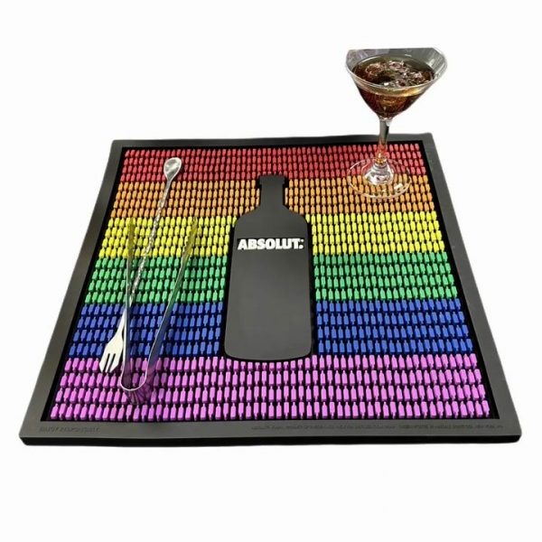 Absolut Vodka Whiskey Wine Bar Service Mat PVC Pub Mats For Cocktail and Coffee Custom Rubber Bar Mats