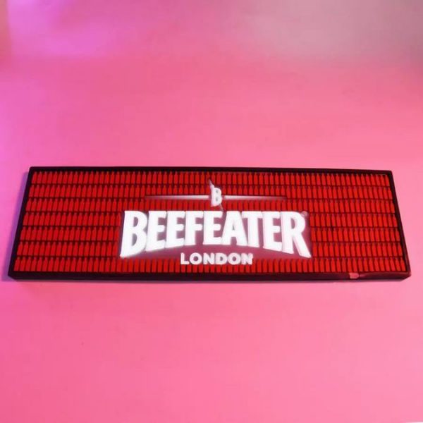 Beefeater Gin Wine POS Promotion PVC Beer Mat Cocktail Rubber Spill Mats Glow In Dark Personalised Bar Runner LED Bar Mats