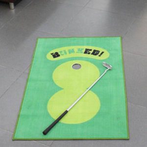 Commercial driving range golf pitting mat with printed logo and design for advertising