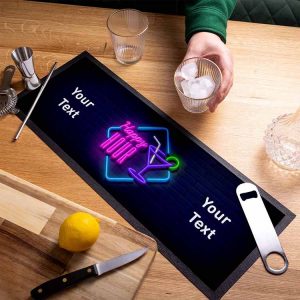 Customized Table Top Rubber Drinking Gin Bar Drying Runner Mat Non Slip Sublimation Cocktail Bartender Pub Beer Mats
