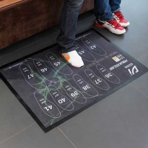Footwear Retail Shop Commercial Door Floor Mats Shoe Size Fitting Mat Custom Printed Foot Size Chart Logo Carpet