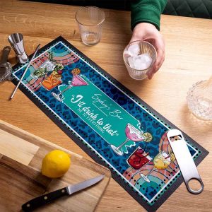 Home Bar Pub Use Long Fabric Cloth Logo Printed Vodka Whiskey Drink Bar Mats Non-slip Counter Top Rubber Gin Bar Runner