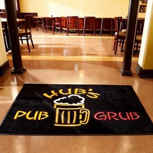 Hub's Pub Grub Drinking Bar Commercial Custom Printed Entrance Logo Carpet Rug Anti-slip Rubber Door Floor Mat