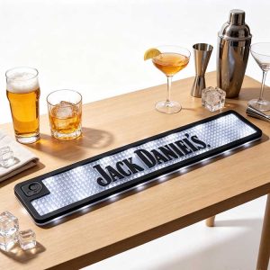 Restaurant LED Table Mat Custom Logo Jack Daniel’s Non-Slip Waterproof Heavy Rubber Wholesale Studio Liquor Retail POS Display Runner