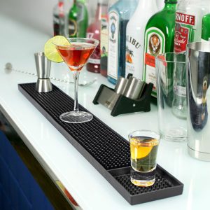 Personalized cocktail bar mat black bar runner can be with embossed logos