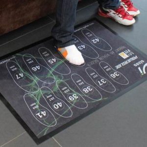 Personalized floor mats with high clear foot size for shoes choosen