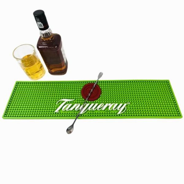 Tanqueray Gin Custom PVC Rubber Coffee Bar Mat With Logos Spill Mats Bar Shaker Mat For Cocktail Bartender and Counter