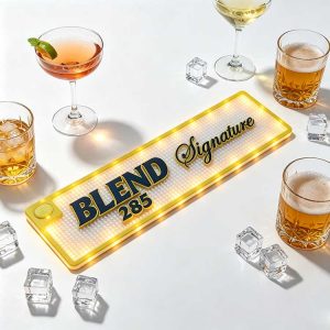 Custom Glow Bar Runner BLEND 285 LED light up waterproof non-slip branded bar drip mat studio white shot