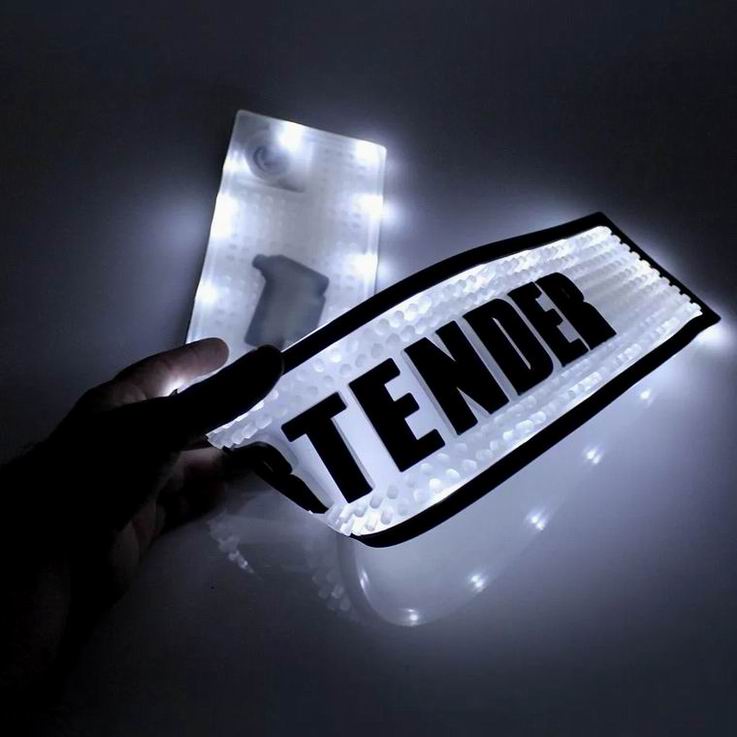 flexible-custom-led-bar-runner-bartender-glowing-bar-mat-foldable-with-spirits-bottles Flexible Foldable Custom LED Bar Runner Bartender Illuminated Bar Drip Mat, soft silicone waterproof glowing bar drip mat with mixed liquor spirits bottles for party bar decor