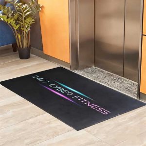 Cyber Fitness Branded Printed Nylon Rubber Floor Mat Non Slip Entry Door Carpet Commercial Rugs With Logo