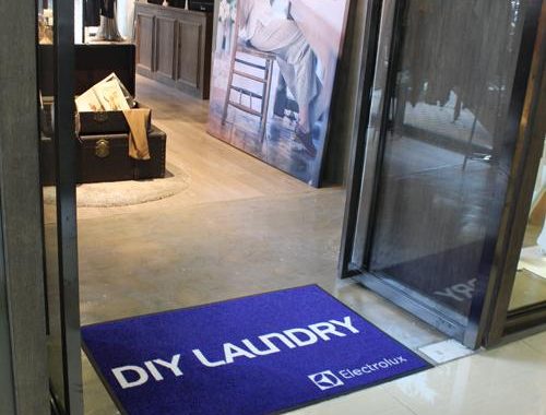 Electrolux vacuum cleaner custom events floor mat with printed logo for marketing