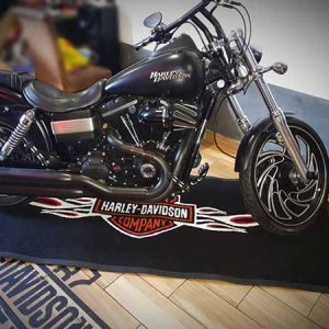 20 Years China Factory Custom Rubber Backing Mat Motorcycle Heavy Duty Harley Davidson Garage Mat