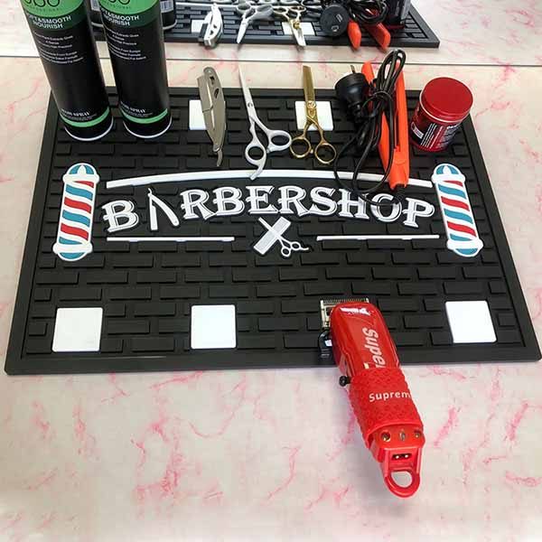 China Factory Hairdressing Equipments Tools Custom Logo Barber Pad Pvc Rubber Magnetic Barber Mats For Clippers