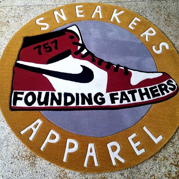 Handmade Shoes Mats Doormat Custom Logo Carpet Round Shaped Cut Out Design Area Rugs Die Cut Circle Sneaker Rug