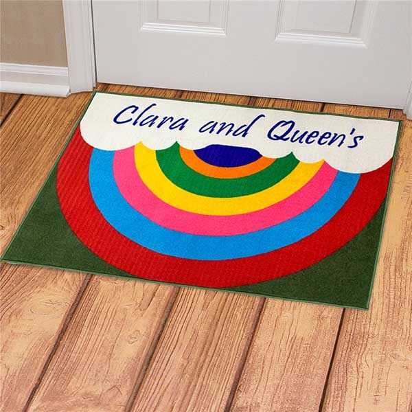 Non Slip Washable Carpet Rug Absorbent Floor Mat Custom Entry Front Door Mat Indoor Welcome Rainbow Doormat