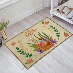 Washable Custom Logo Printed Entrance Funny Bunny Doormat Easter Welcome Carpet Rugs Indoor Door Mats