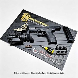 Gun cleaning mat full partition layout rubber work pad for complete pistol maintenance and parts sorting
