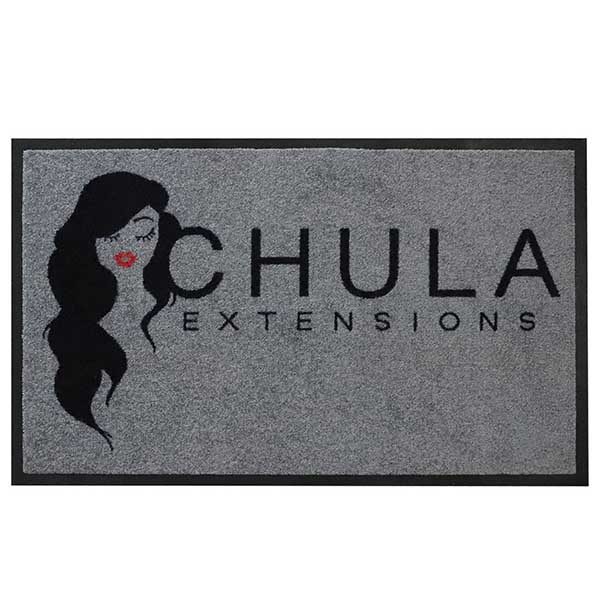 Chula Hair Extensions Wig Retail Shop Front Door Mat Custom Logo Indoor Outdoor Rubber Floor Mat Welcome Mat Grey Doormat