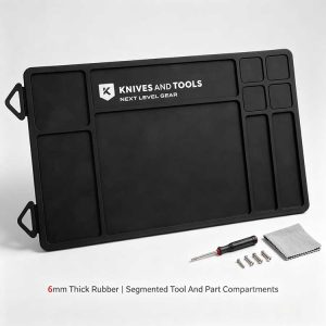 Portable EDC maintenance mat with side loops for roll-up transport.