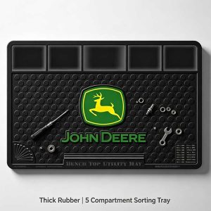 Rubber maintenance mat with integrated SAE and metric wrench size conversion chart