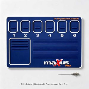 Professional rubber pinning mat with 6 numbered compartments for organizing locksmith tools and tiny pins