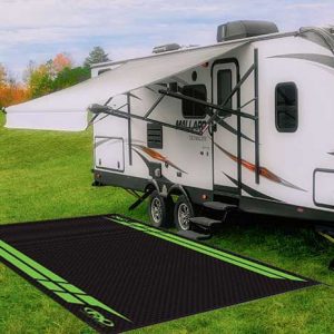 Camper Accessories UV-protected Outdoors, RV, Patio, Backyard, Picnic, Beach, Camping Custom Patio Rug Kawasaki RV Patio Mat Outdoor Rug