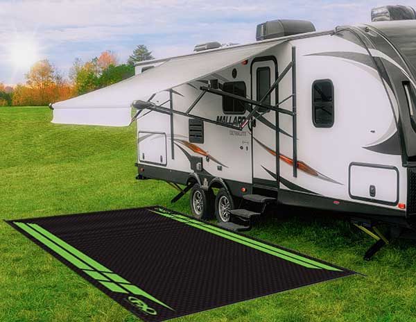 Camper Accessories UV-protected Outdoors, RV, Patio, Backyard, Picnic, Beach, Camping Custom Patio Rug Kawasaki RV Patio Mat Outdoor Rug