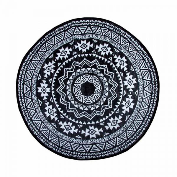 Lightweight UV-protected Recycled Polypropylene Plastic Straw Area Rug Reversible Camping Mat Deck Patio Rug Custom Logo Outdoor Round Rug