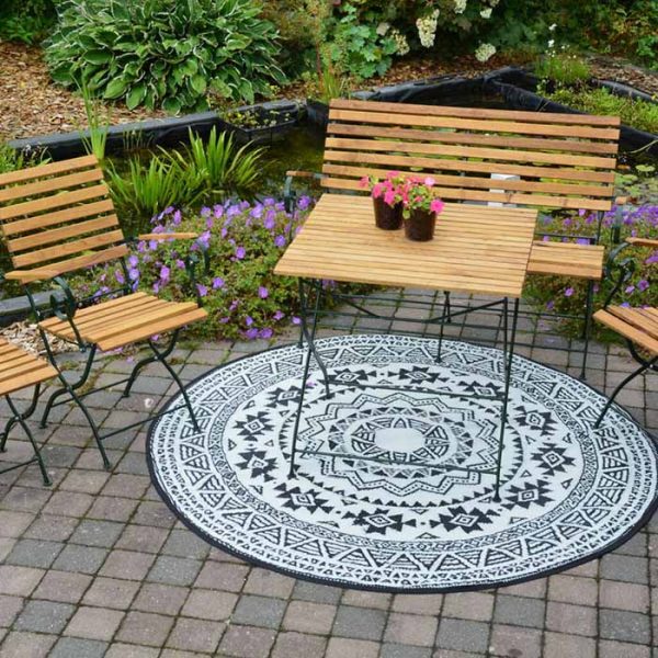 Lightweight UV-protected Recycled Polypropylene Plastic Straw Area Rug Reversible Camping Mat Deck Patio Rug Custom Logo Outdoor Round Rug