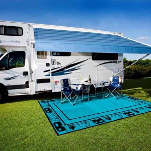 RV Parts and Accessories UV Protection Heavy Duty Thick Custom Logo Deck Patio Rug Reversible RV Camping Mat Indoor Outdoor Rugs