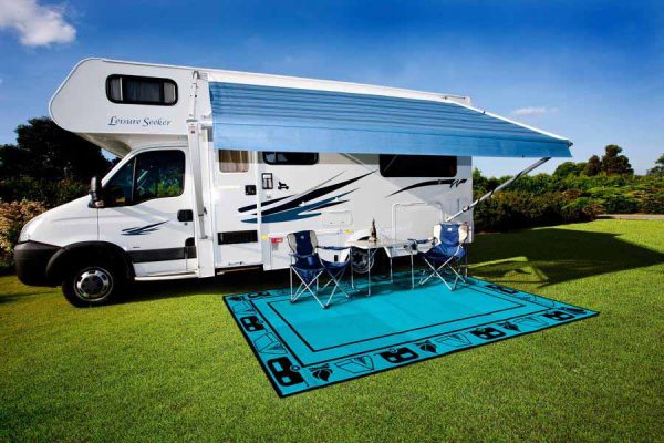 RV Parts and Accessories UV Protection Heavy Duty Thick Custom Logo Deck Patio Rug Reversible RV Camping Mat Indoor Outdoor Rugs