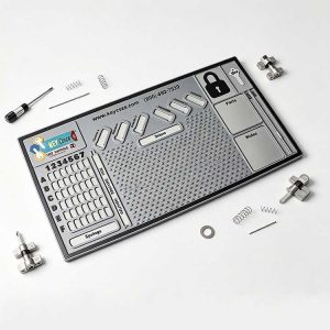 Cylinder rekey tray with A-F and 1-7 labeled pinning grid for auto locks.