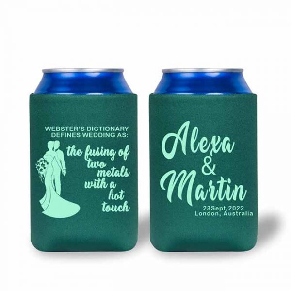 Personalized Collapsible Insulated Can Cooler Sleeves Reusable Neoprene Funny Beer Koozies For Weddings